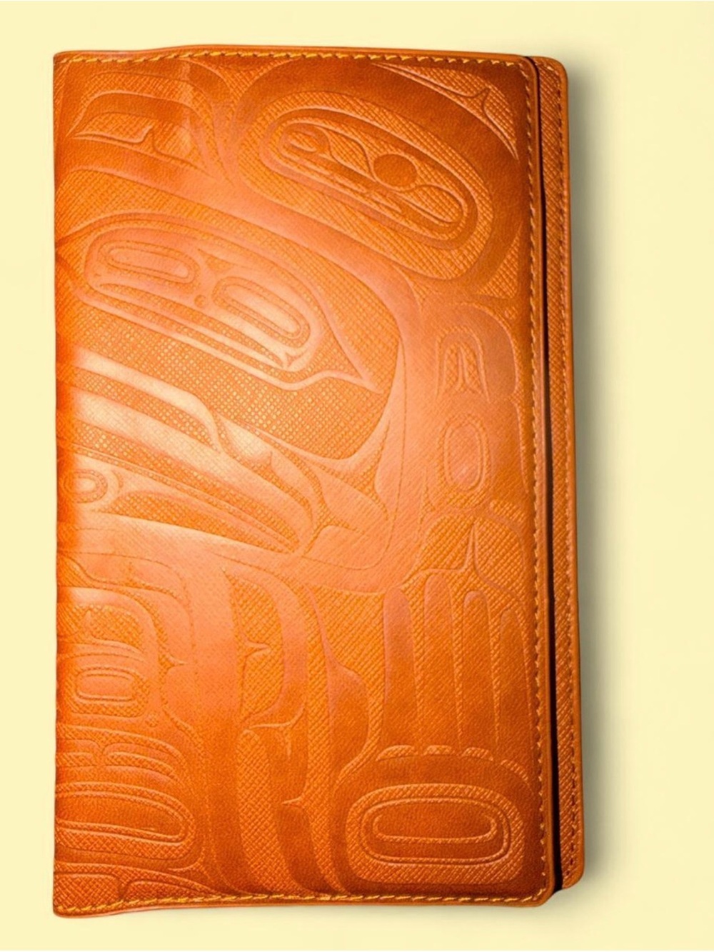 Embossed Leather Passport Holder Wallet - Tan
